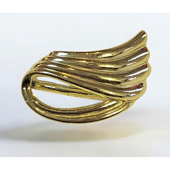 Vintage PANETTA Gold Tone Polished WING Shape Scarf Clip Estate - Picture 1 of 4